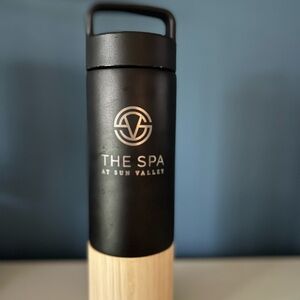 Black and Bamboo Welly Travel Tumbler/Diffuser with Sleek Design